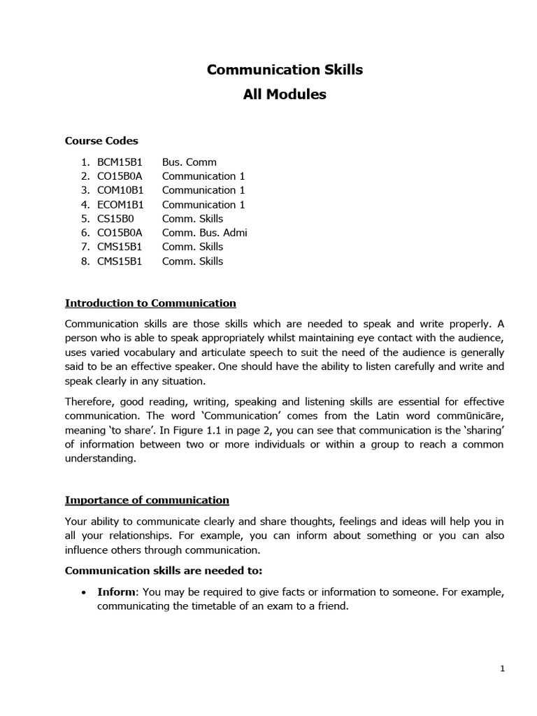 Essential Communication Skills Course | PDF | Communication | Nonverbal ...