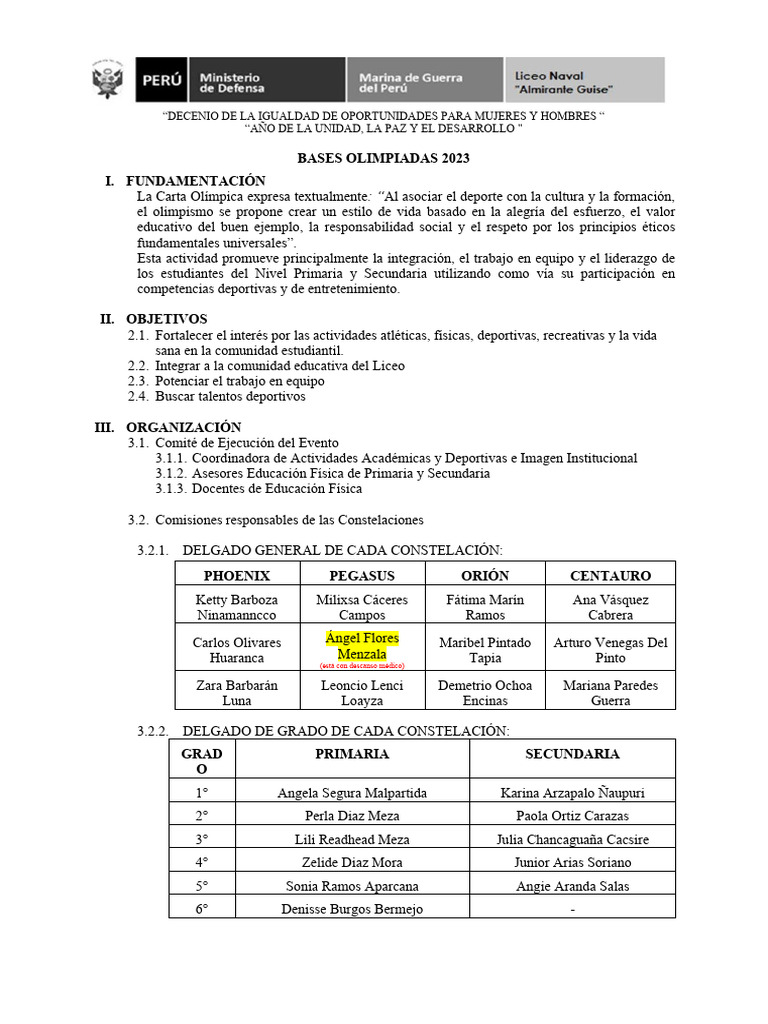 Bases de las Olimpiadas 2023 Escolar | PDF | Deportes | Deportes atléticos