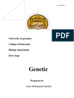 Genetic: University of Garmian College of Education Biology Department First Stage