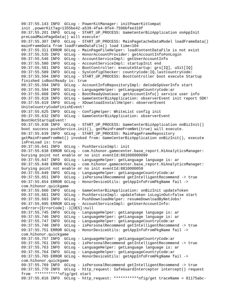 GameCenter Startup Process Log Analysis | PDF | Computing | Software
