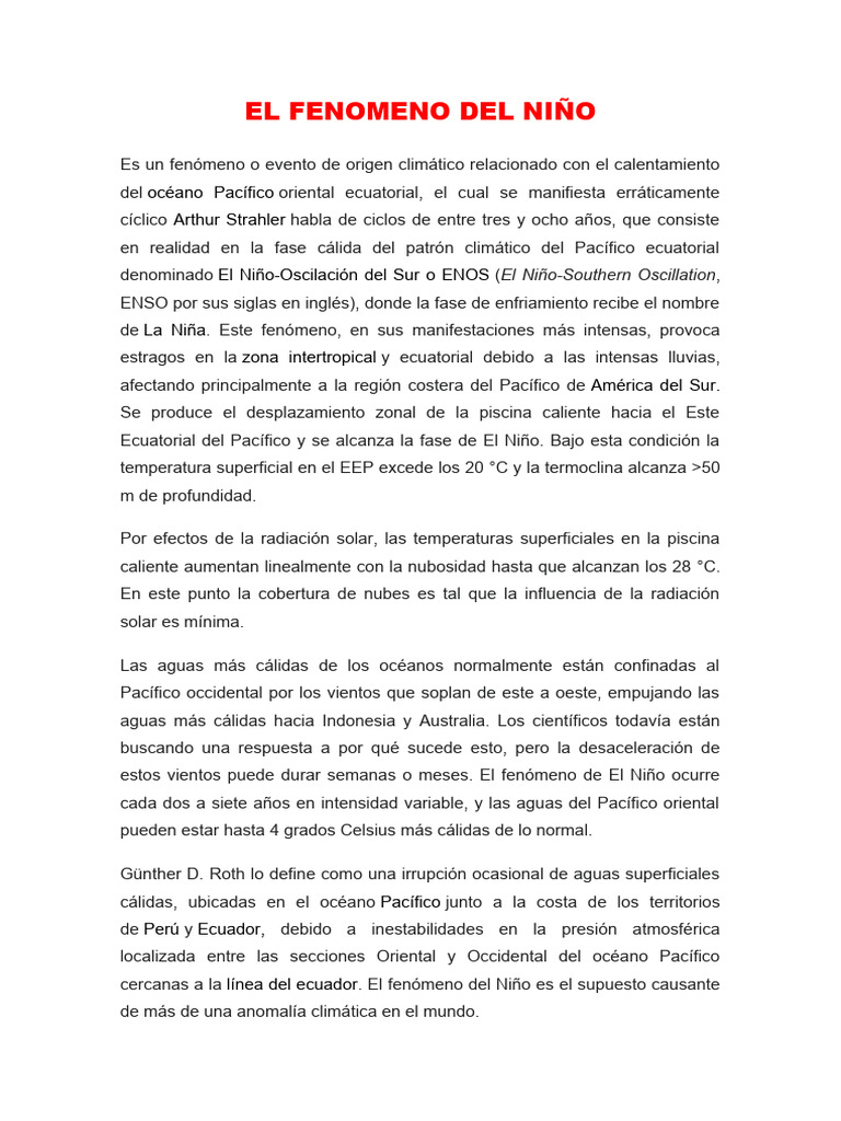 Efectos y causas del fenómeno El Niño | PDF | Clima | Meteorología