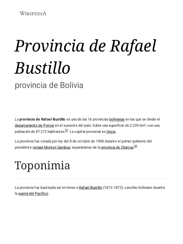 Provincia de Rafael Bustillo Wikipedia, la enciclopedia libre PDF