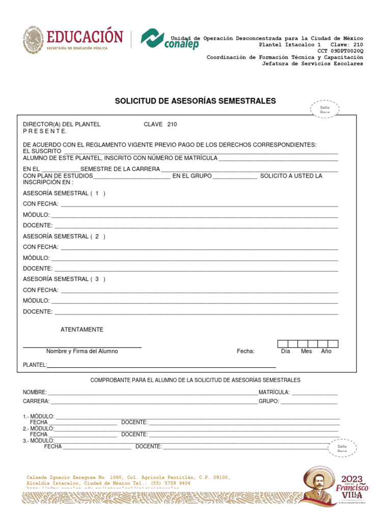 Solicitud de asesorias semestrales 2 2223 pdf
