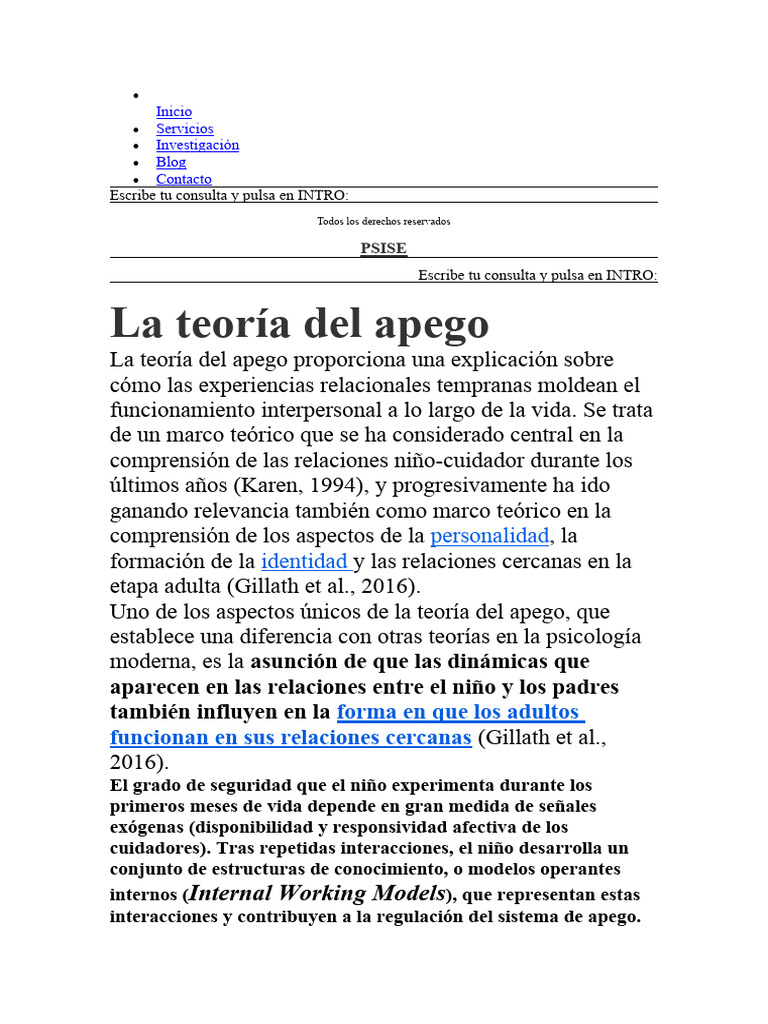 Teoría del Apego: Impacto en Relaciones | PDF | Teoría de apego | Adultos