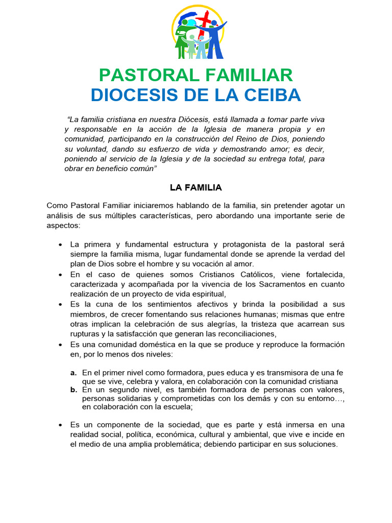 Pastoral Familiar Diocesis de La Ceiba | PDF | Iglesia Católica | obispo