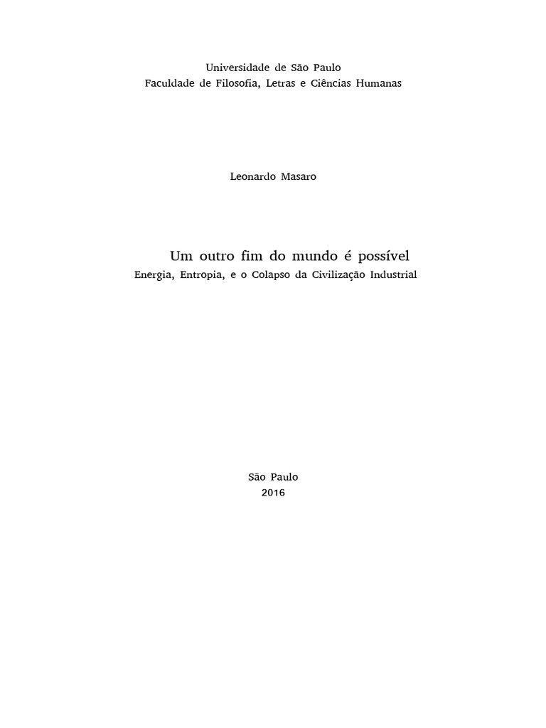 Tese MASARO Leonardo Um Outro Fim Do Mundo Poss vel PDF 