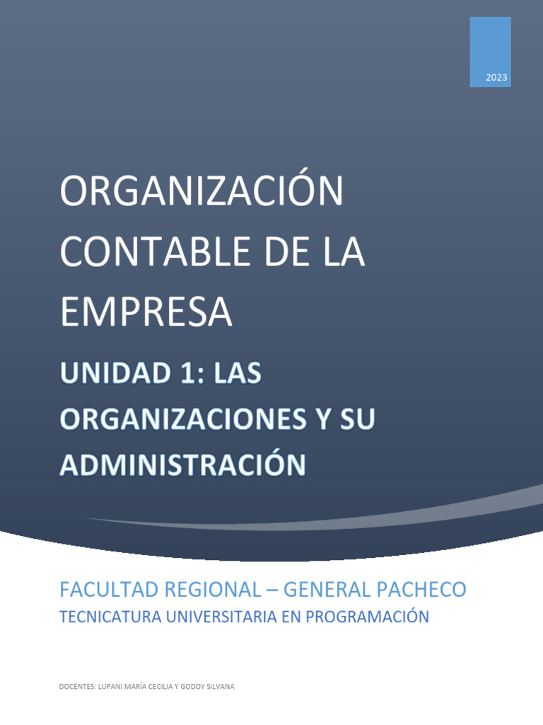 Unidad 1 - Las Organizaciones y Su Administración | PDF | Contabilidad ...