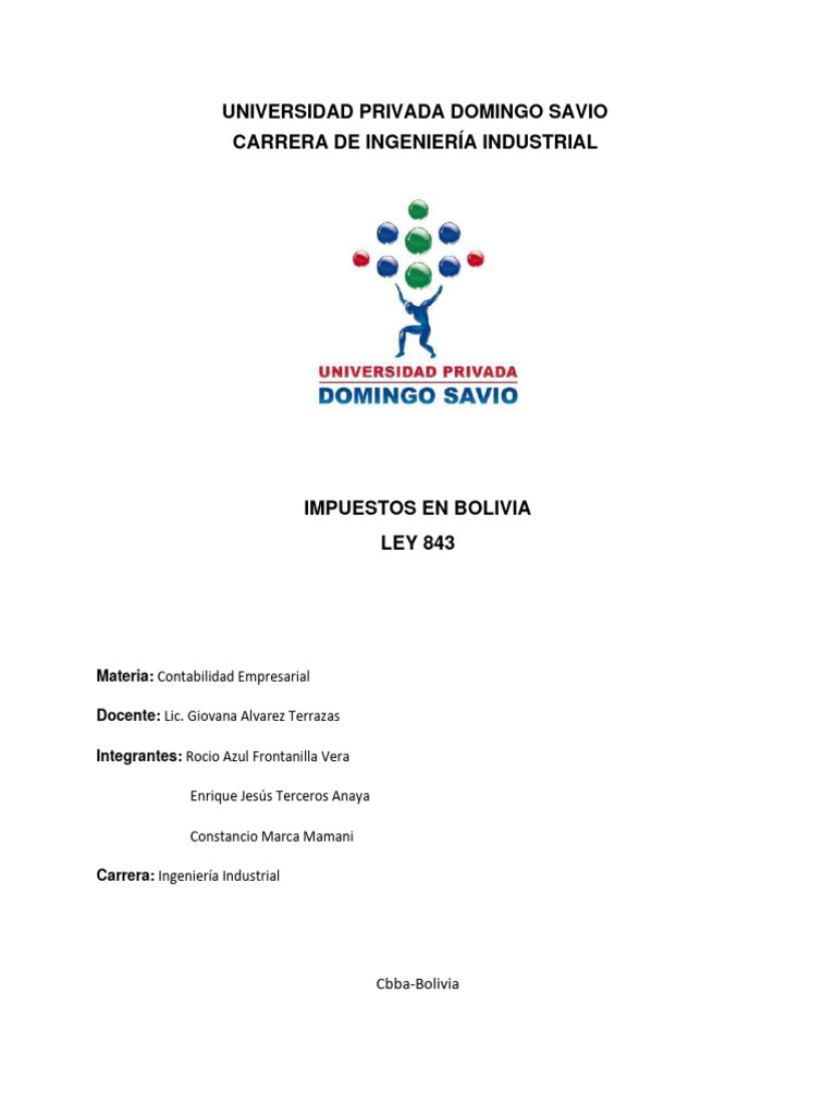 Resumen de la Ley 843 en Bolivia | PDF | Impuestos | Economias