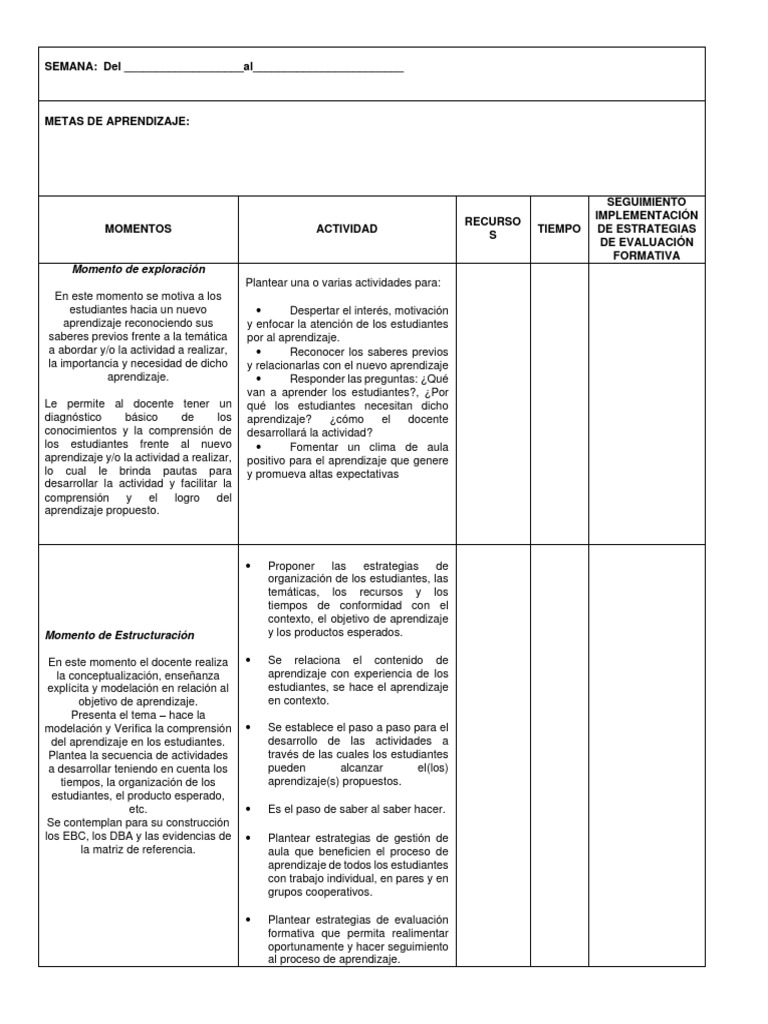 Plan de Clase PTA 2023 | Descargar gratis PDF | Aprendizaje | Evaluación