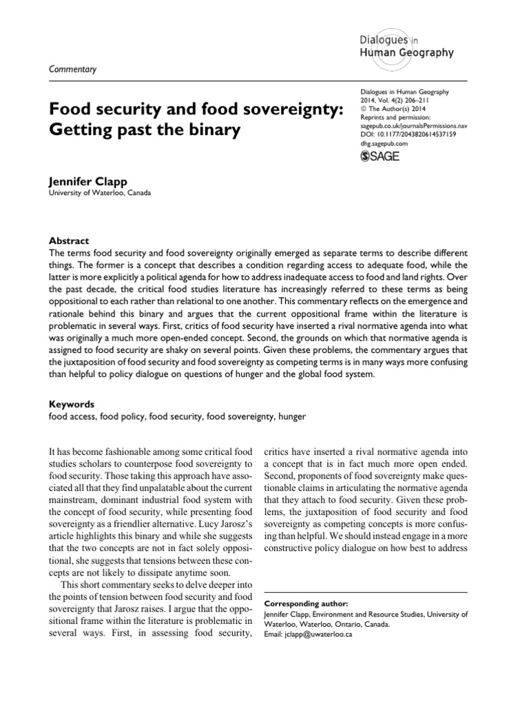 Food Security vs. Food Sovereignty Explained | PDF | Food Security | Hunger