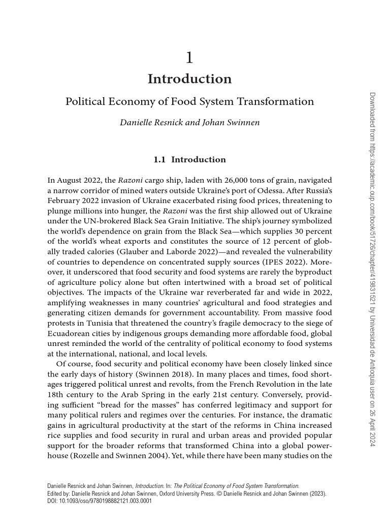 Political Economy of Food Systems | PDF | Policy | Agriculture