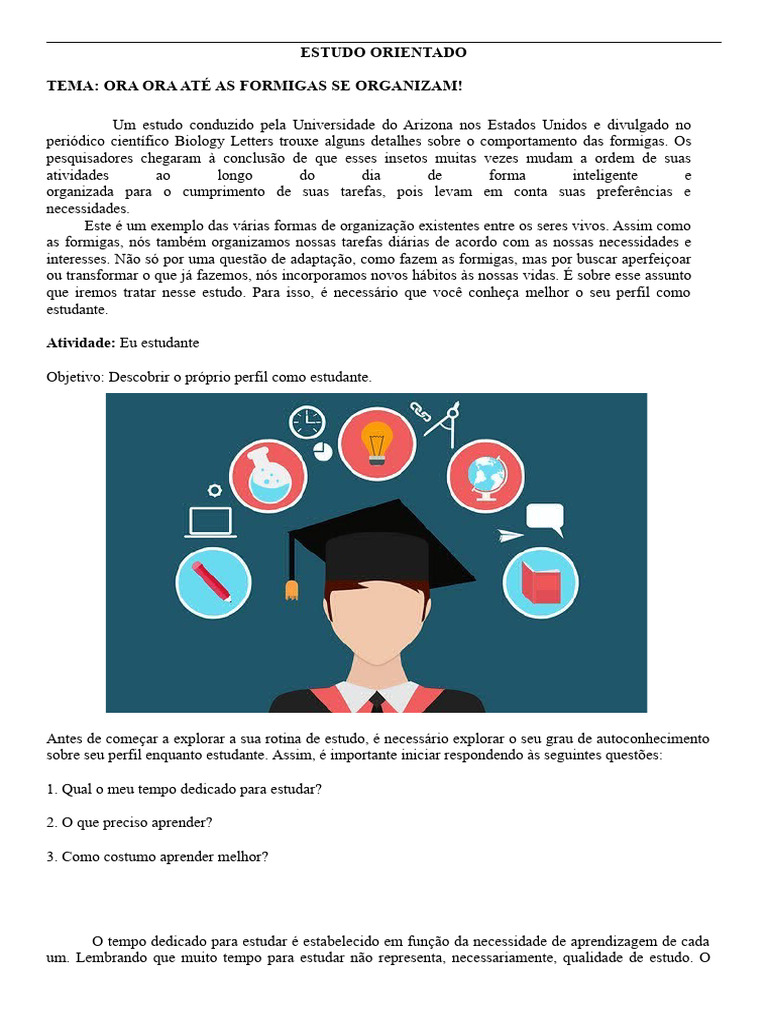 Autoconhecimento no Estudo Orientado | PDF | Aprendizado | Tempo
