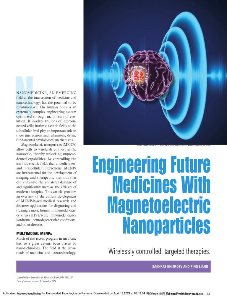 Magnetoelectric Nanoparticles in Nanomedicine | PDF | Nanomedicine ...