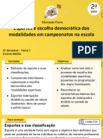 Escolha de modalidades em interclasse escolar