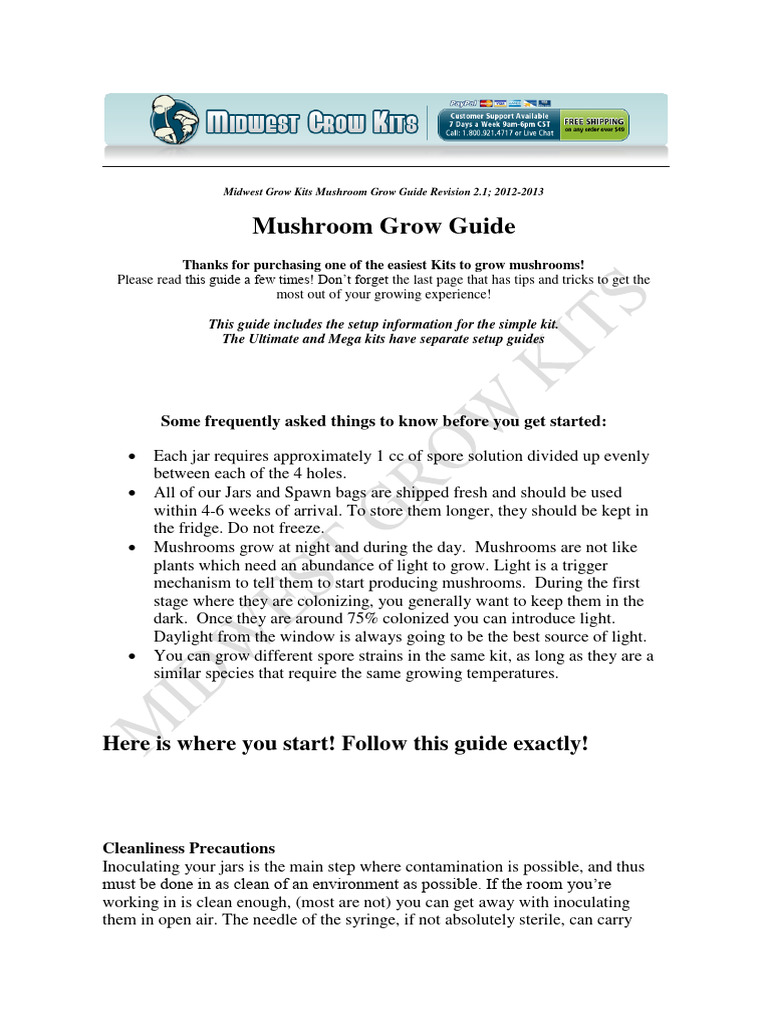 Mushroom Grow Guide (Midwest Grow Kits) PDF Mushroom Injection