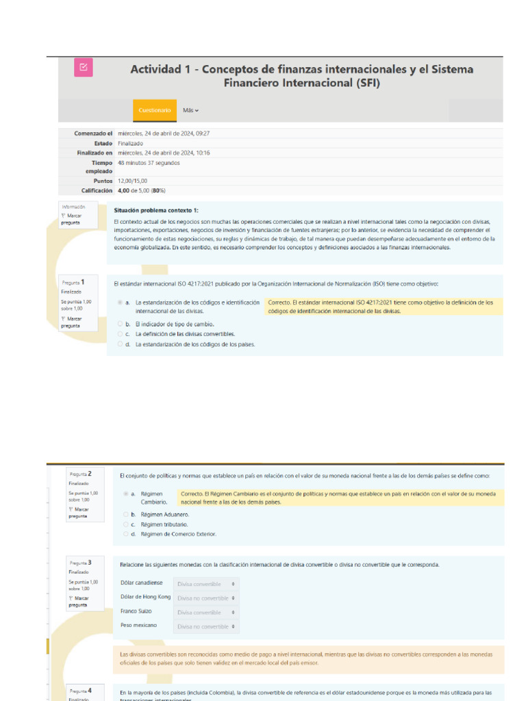 Actividad 1 - Conceptos de Finanzas Internacionales y El Sistema ...