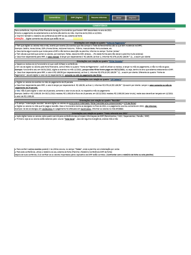 DIRF 2021 Conferência Pagto Dia 30 Aula 4 | PDF | Férias trabalhistas ...