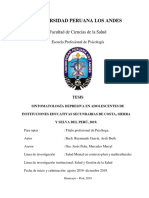 Sintomatología Depresiva en Adolescentes de Instituciones Educativas Secundarias de Costa, Sierra y Selva Del Perú, 2019