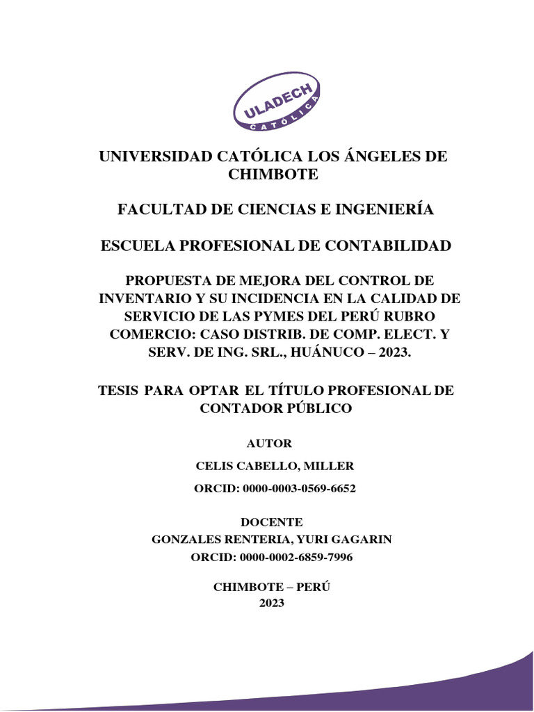 Mejora de Inventario en PYMES Perú | PDF | Calidad (comercial) | Business