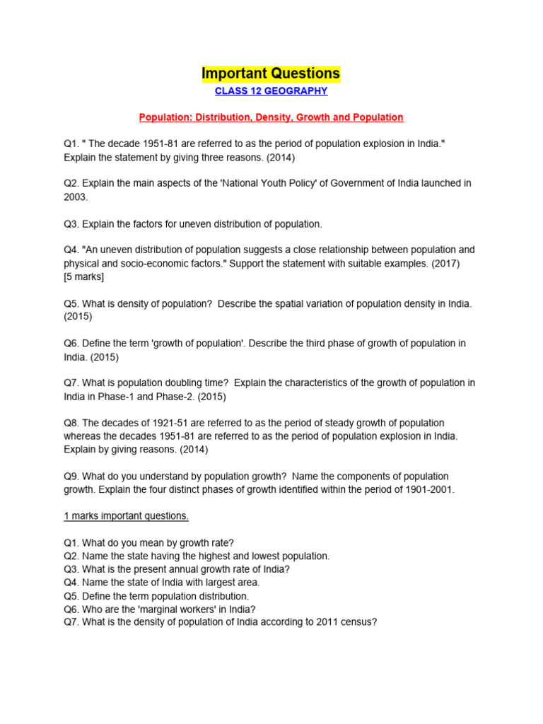 Key Questions on India's Population Dynamics | PDF
