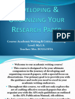 Developing and Organizing Your Research Paper 