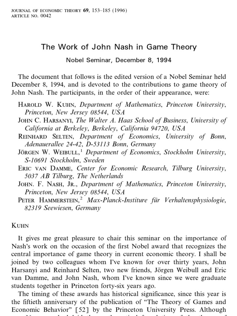 john nash game theory thesis