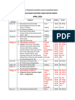 Jadwal Pelayanan April 2024