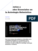 Los planetas y Dignidades Esenciales en la Astrología Helenística