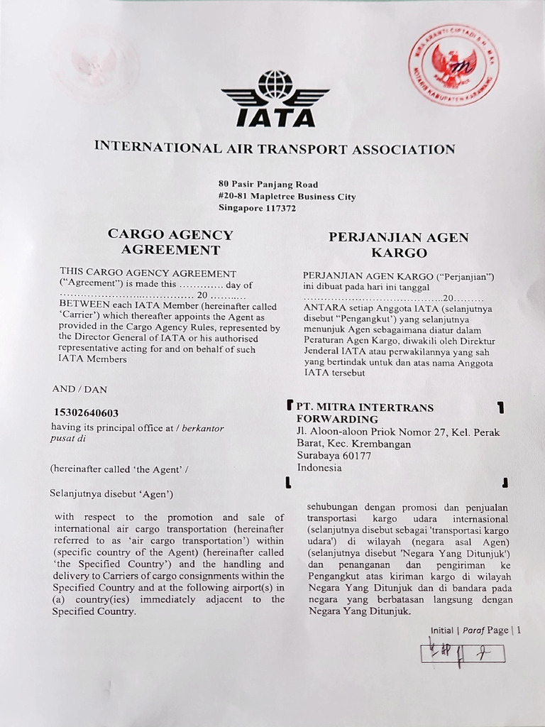Perjanjian Agen Kargo Internasional | PDF