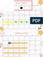 Calendario Mensual 2024 Minimalista Floral Blanco