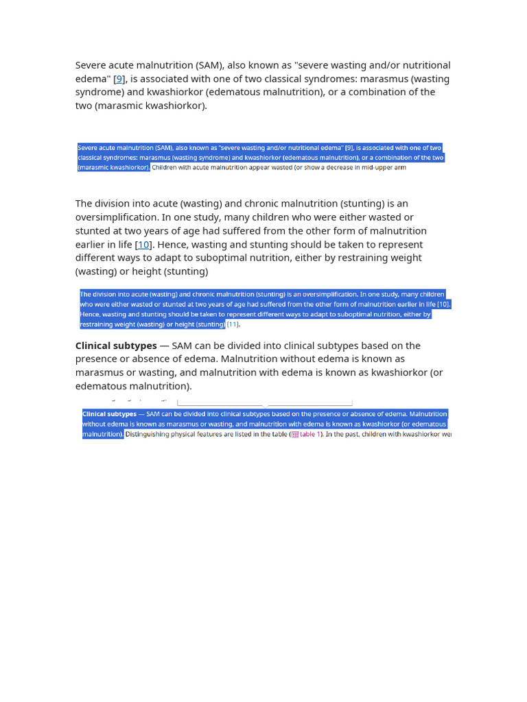 Severe Acute Malnutrition | PDF | Causes Of Death | Clinical Medicine