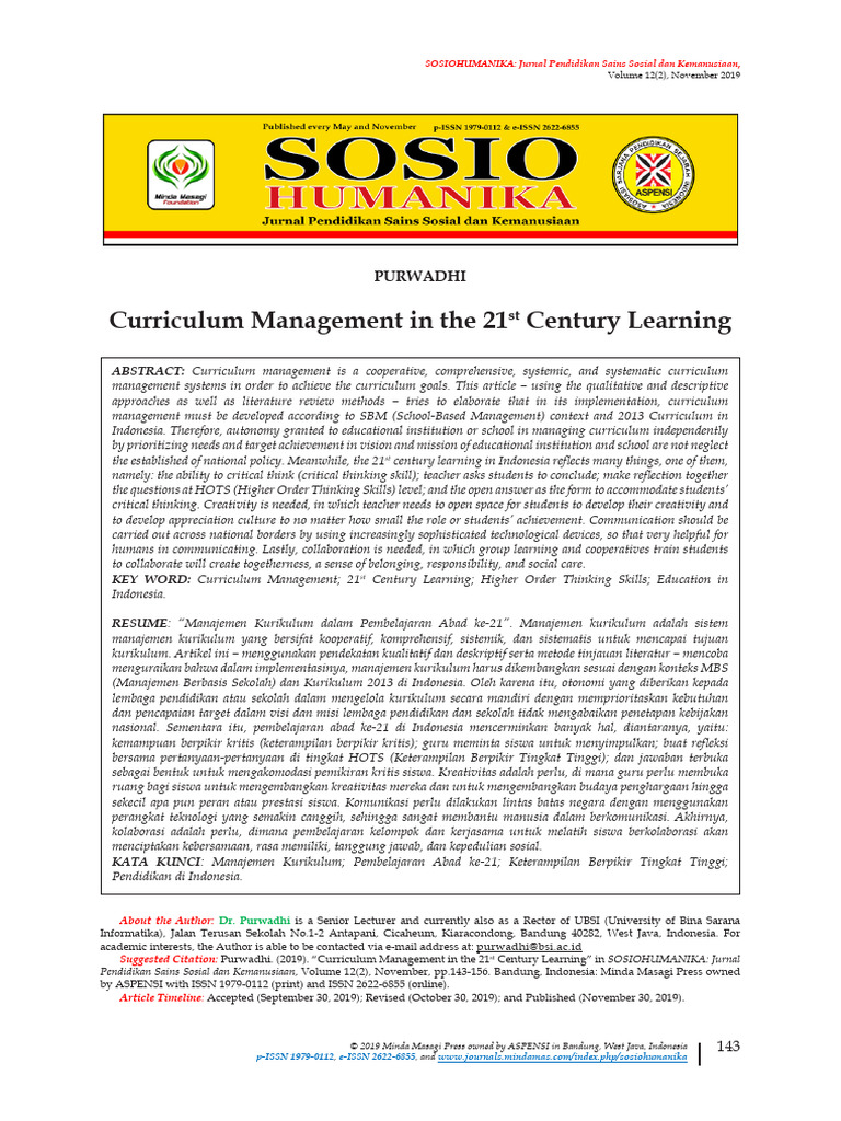 Curriculum Management in the 21st Century | PDF | Curriculum | Learning