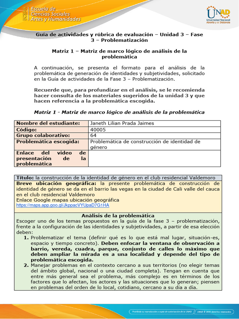 Matriz 1 - Matriz de Marco Lógico de Análisis de La Problemática | PDF ...