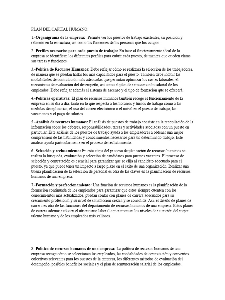 Plan Del Capital Humano | PDF | Gestión de recursos humanos | Business