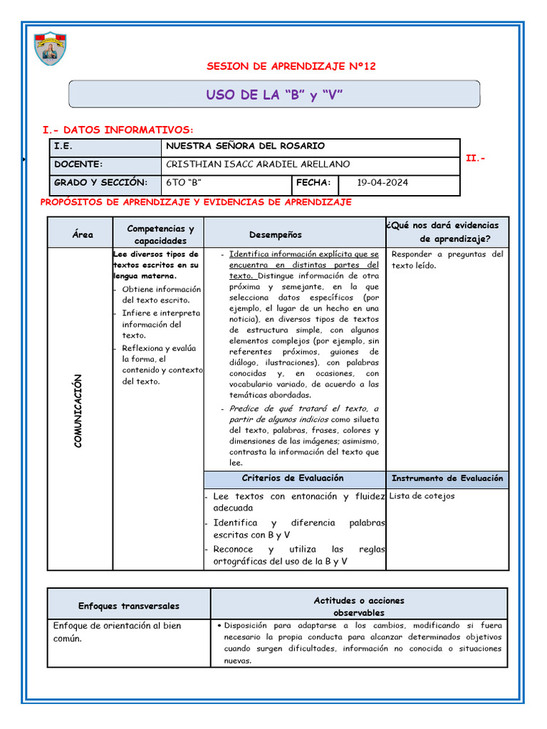 12 Sesión Plan Lector | PDF | Aprendizaje | Información