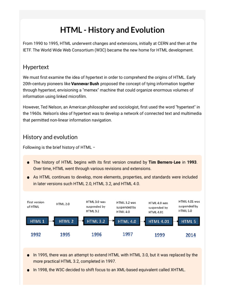 2-HTML - History and Evolution | PDF | Html | Html5