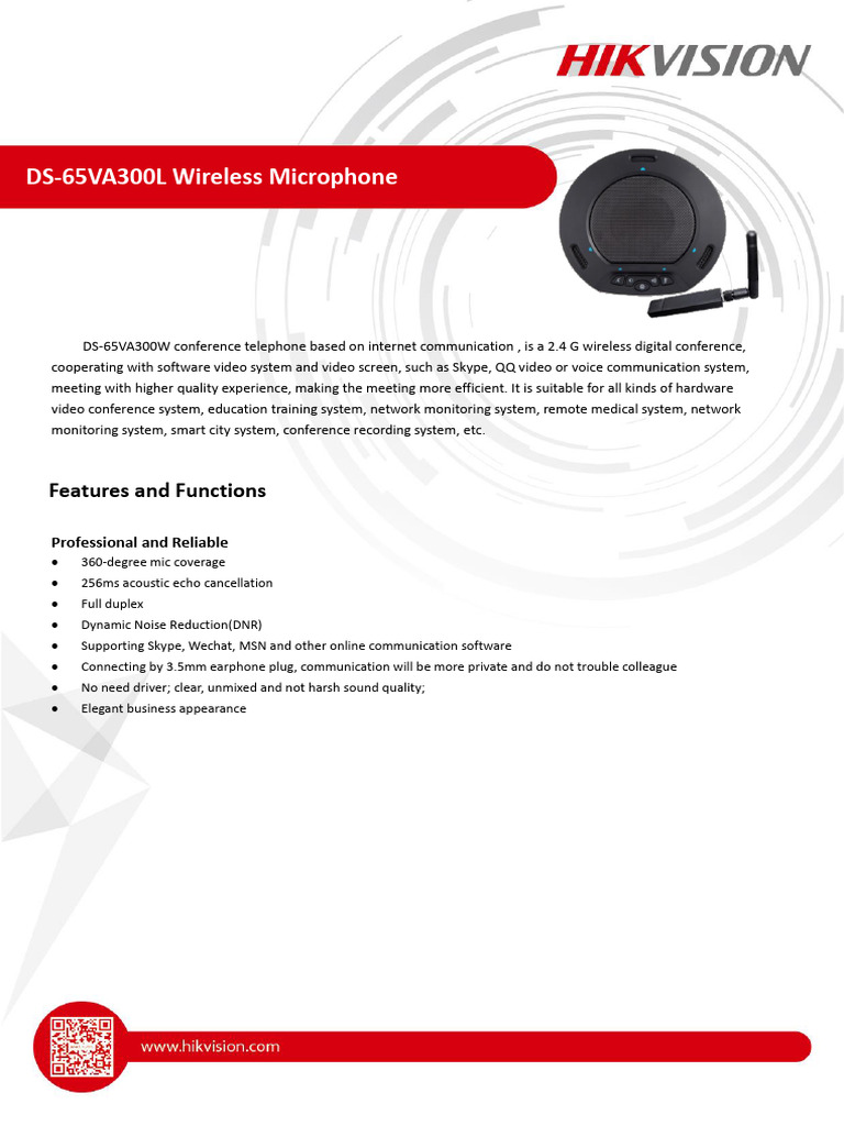 DS-65VA300L Wireless Microphone Specs | PDF | Microphone | Usb