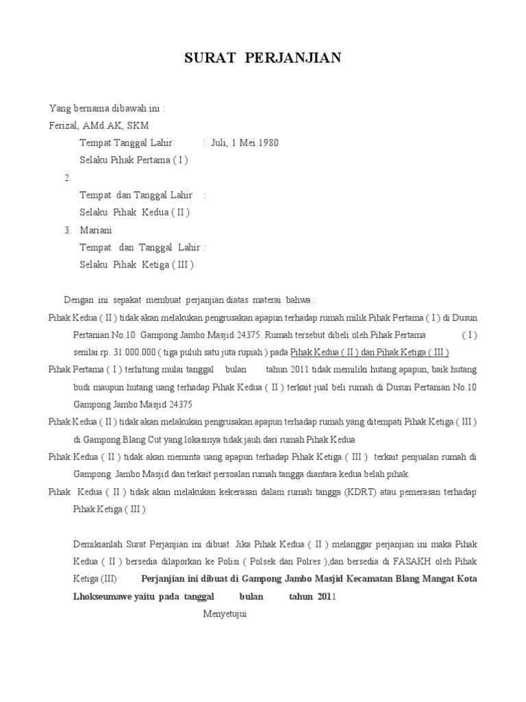 Surat Perjanjian | PDF