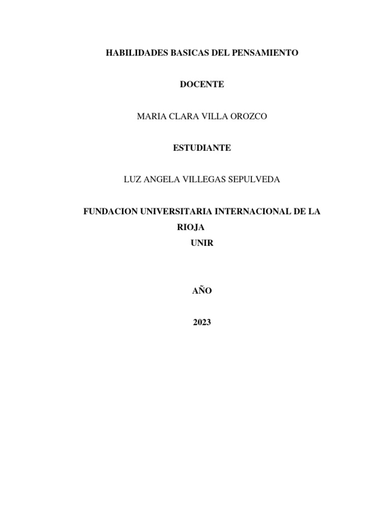 Habilidades Básicas del Pensamiento en Educación | PDF | Pensamiento ...
