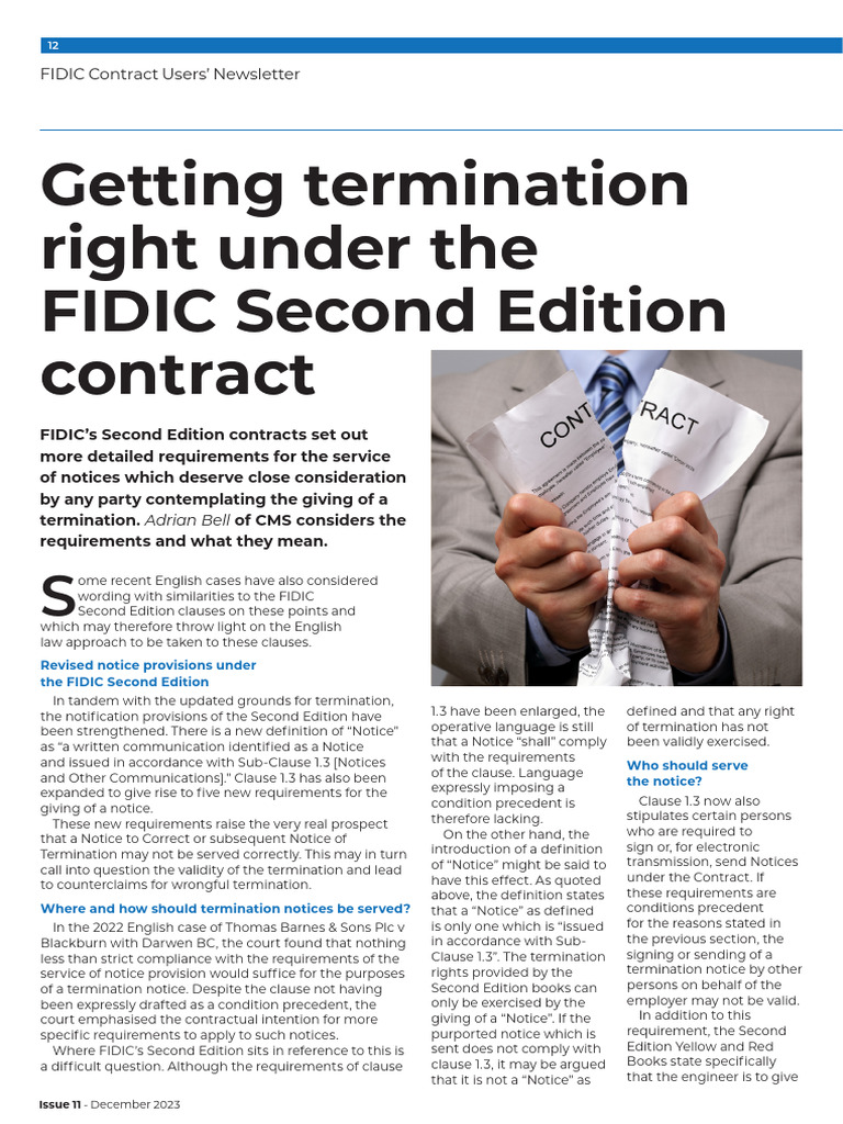 Termination Notices in FIDIC Contracts | PDF | Breach Of Contract | Justice
