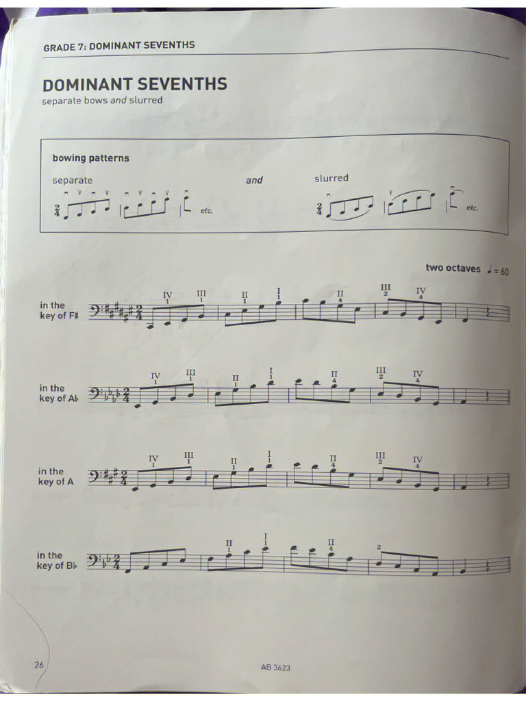 Cello Grade 7 Dominant Sevenths | PDF