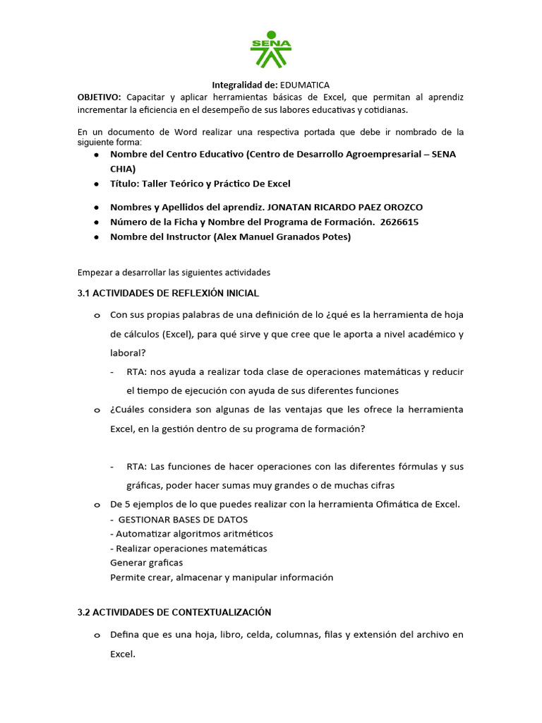 Taller Práctico de Excel para Educadores | PDF | Microsoft Excel | Hoja ...