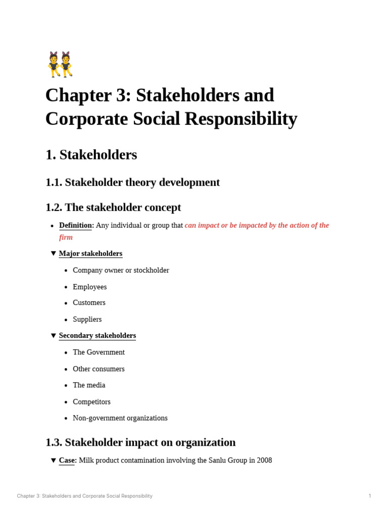 Chapter 3 Stakeholders and Corporate Social Respon | PDF | Corporate ...