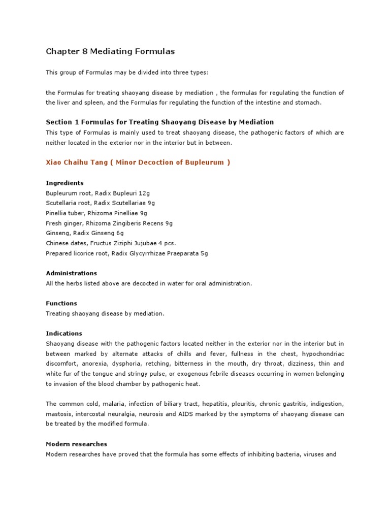 Shaoyang Disease Treatment Formulas | PDF | Gastrointestinal Tract | Nausea