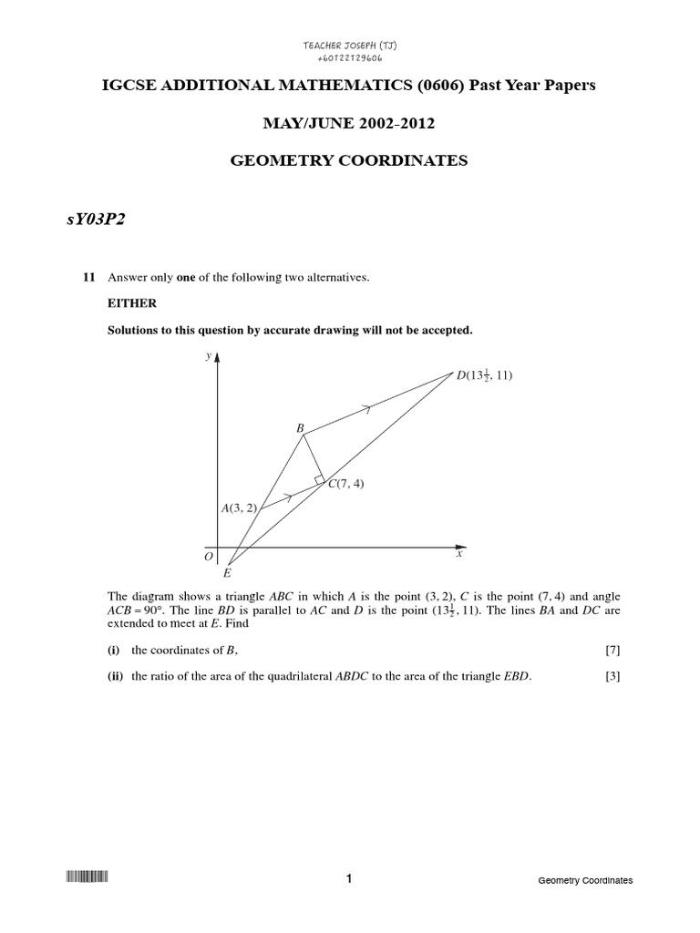 IGCSE Additional Mathematics Past Papers | PDF | Circle | Cartesian ...
