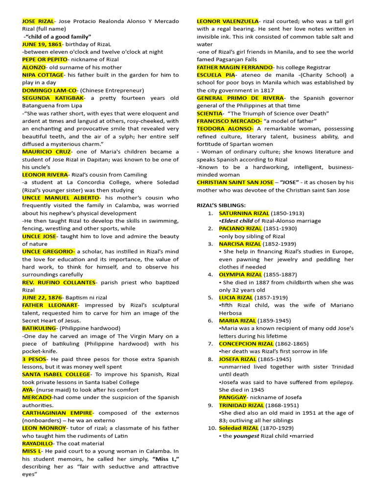 Rizal's Early Life and Influences PDF Classics
