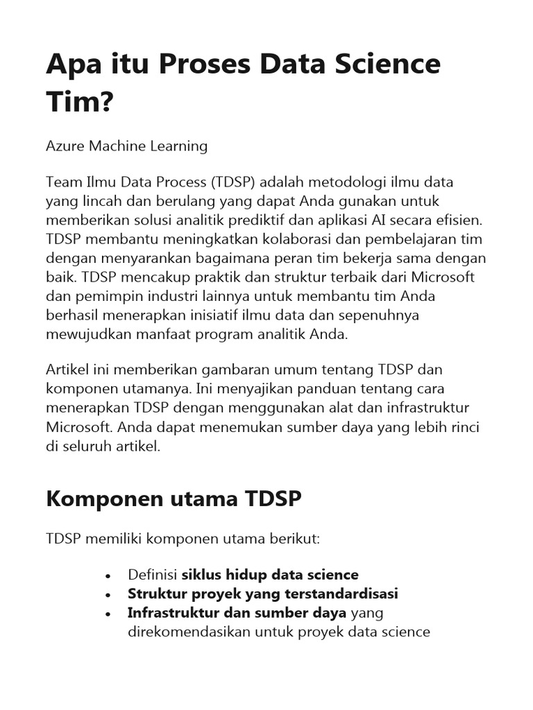 Proses TDSP dalam Ilmu Data Microsoft | PDF | Komputer