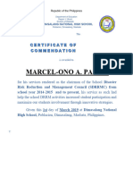 Certificate of Recognition-Drrm For 3 Years