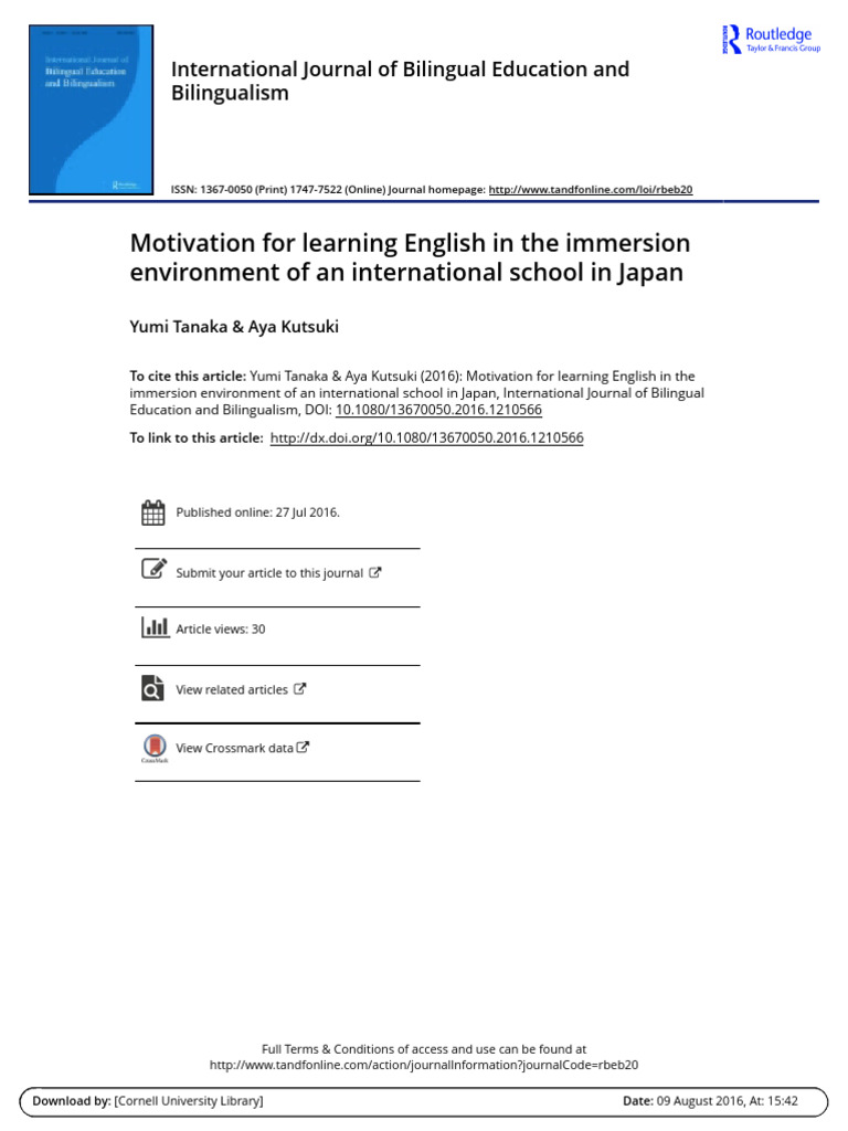English Learning Motivation in Japan | PDF | Behavioural Sciences ...