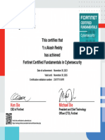 This Certifies That Y.v.Akash Reddy Has Achieved Fortinet Certified Fundamentals in Cybersecurity